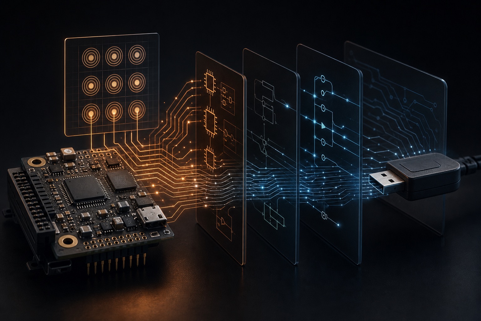 Embedded hardware and USB-HID bridge illustration
