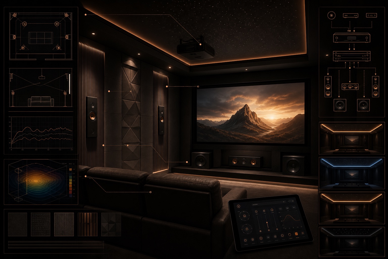 Home theatre design and delivery illustration