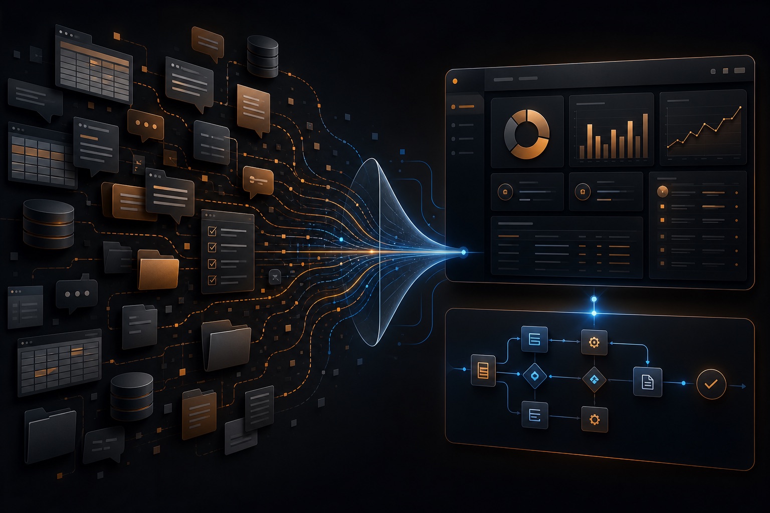 Private workflow automation and internal tools illustration